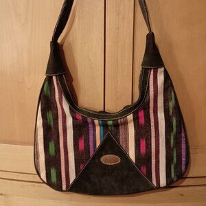 Guatemala Suede and Fabric Hobo Bag Purse